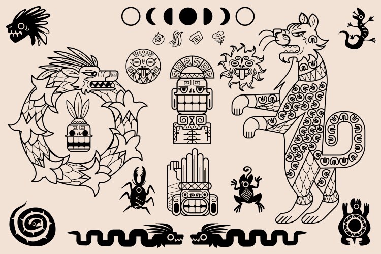 Aztec set Royalty Free Vector Image - VectorStock