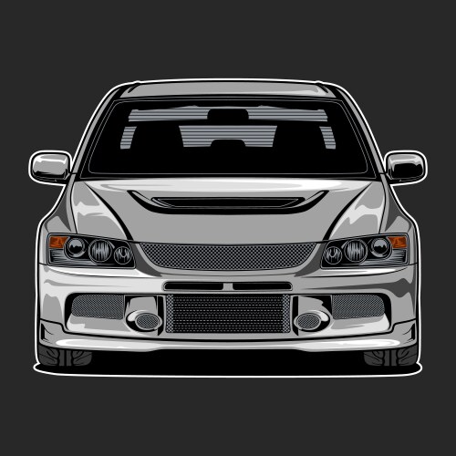 White car isolated front view Royalty Free Vector Image