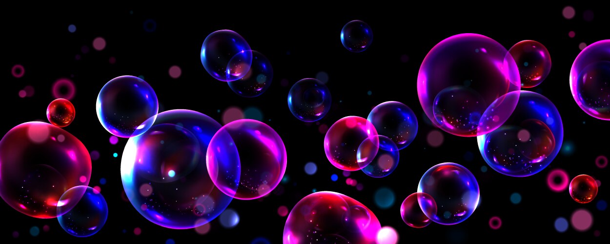 Abstract background with transparent soap bubbles vector image