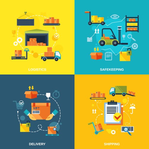 New logistics flat icons set Royalty Free Vector Image