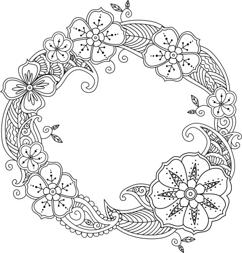 Floral Zentangle Frame Vector Image