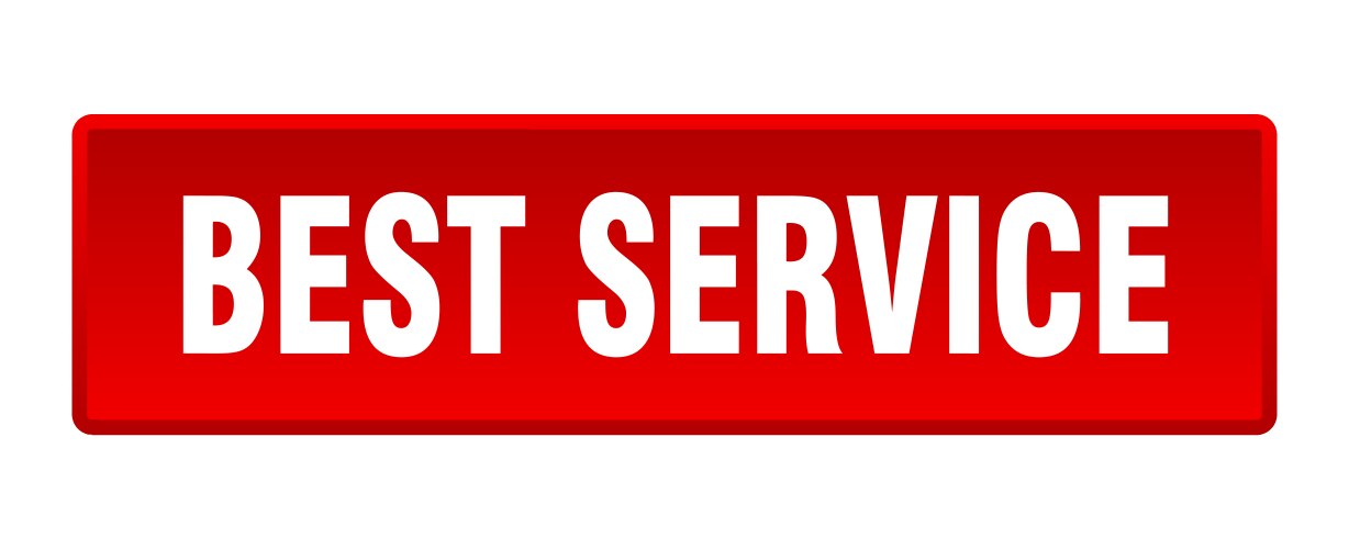 Best service button square red push vector image