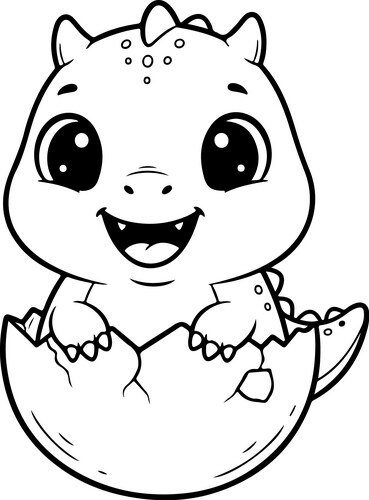 Cute Baby Dinosaur Hatching Vector Image
