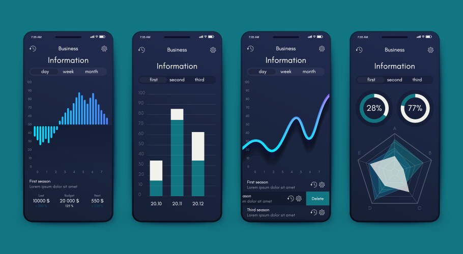 Different ui ux gui screens and flat web icons vektorbild