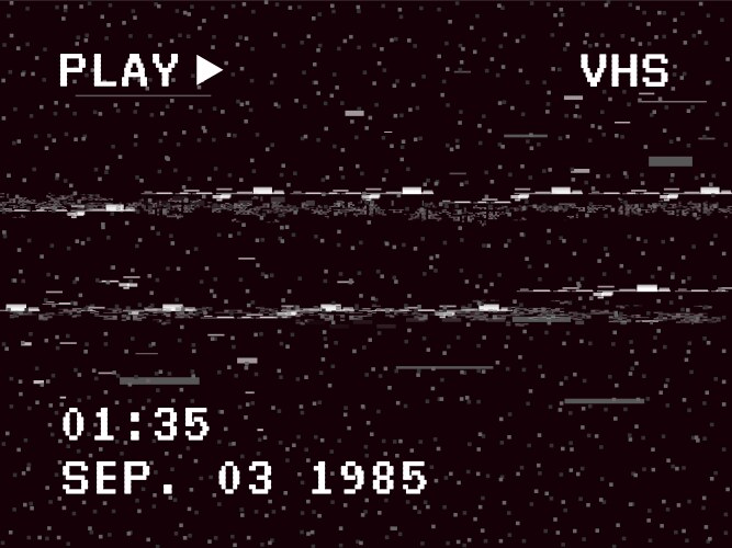 Glitch no signal retro vhs effect pixel digital Vector Image