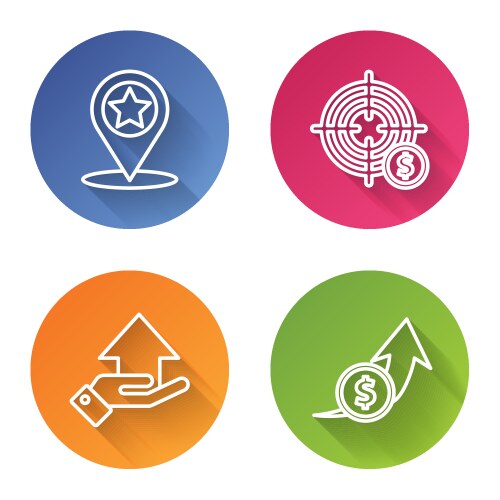 Set line map pointer with star target dollar vector image