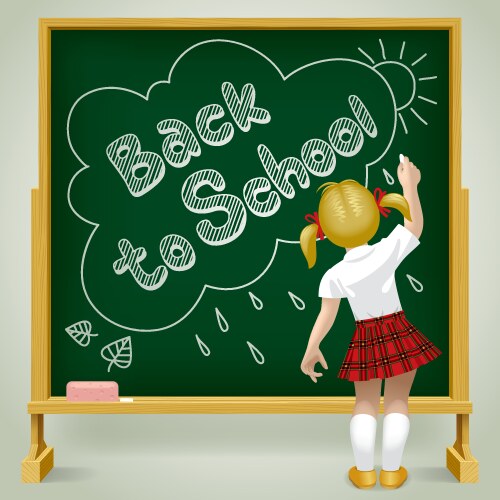Back to School Little Girl Vector Image