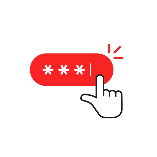 Red password button with hand pointer vector image