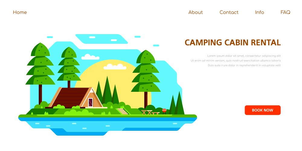 camping cabin banner design flat style vector image