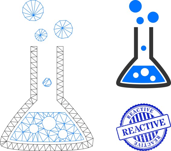 Reactive textured badge and web network reaction vector image
