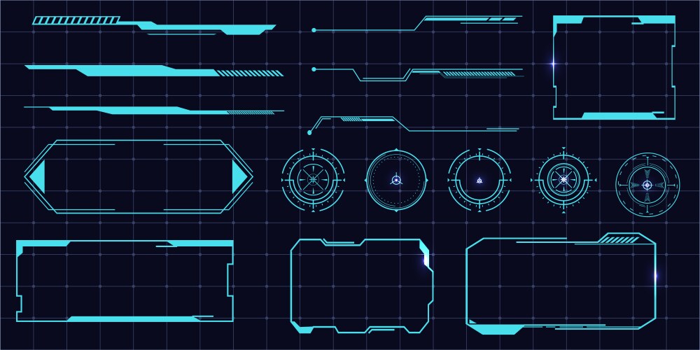Futuristic hud frames borders text box game menu vektorbild