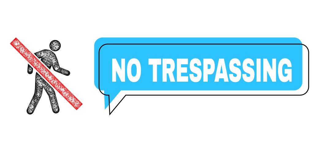 Shifted no trespassing message bubble and net stop vector image
