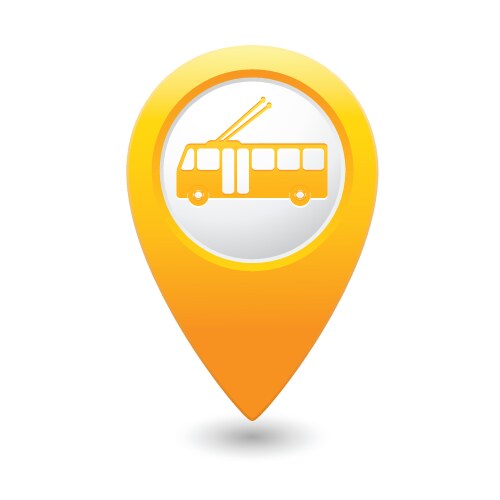 Trolleybus icon yellow map pointer vector image