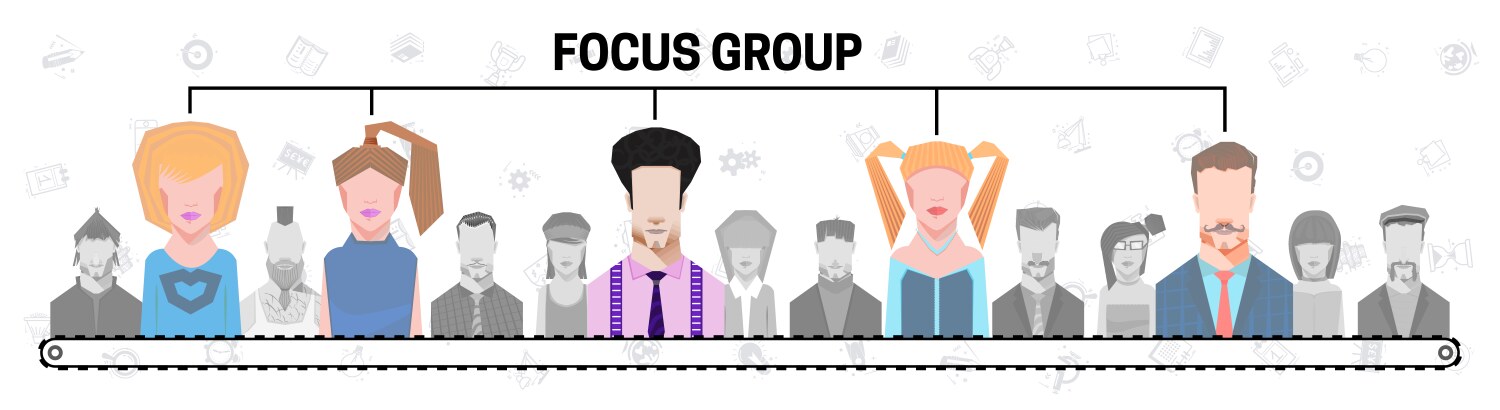 Group Focus Magnifier Concept Vector Image