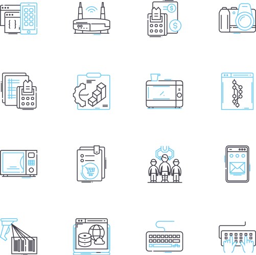 Machine linear icons set automation robotics vector image