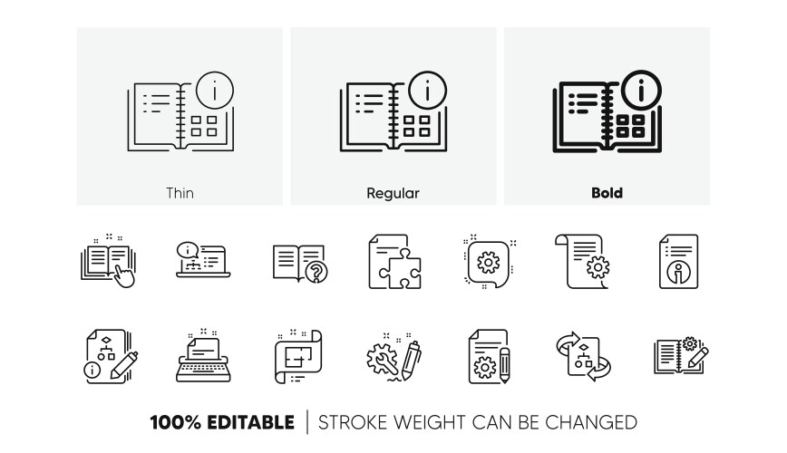 Technical documentation line icons instruction vector image