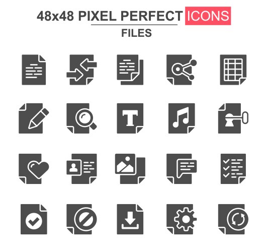 files glyph icon set document lock edit delete vector image