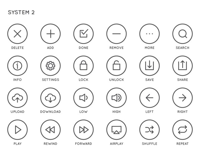System user interface ui icon set high quality vector image