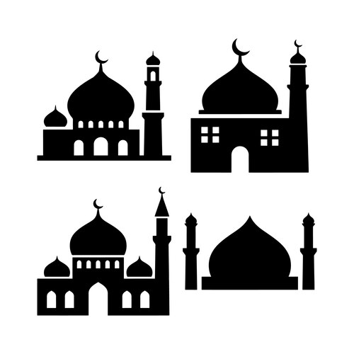 Islamic Mosque Icons - Crescent & Arch – Royalty-Free Vector | VectorStock