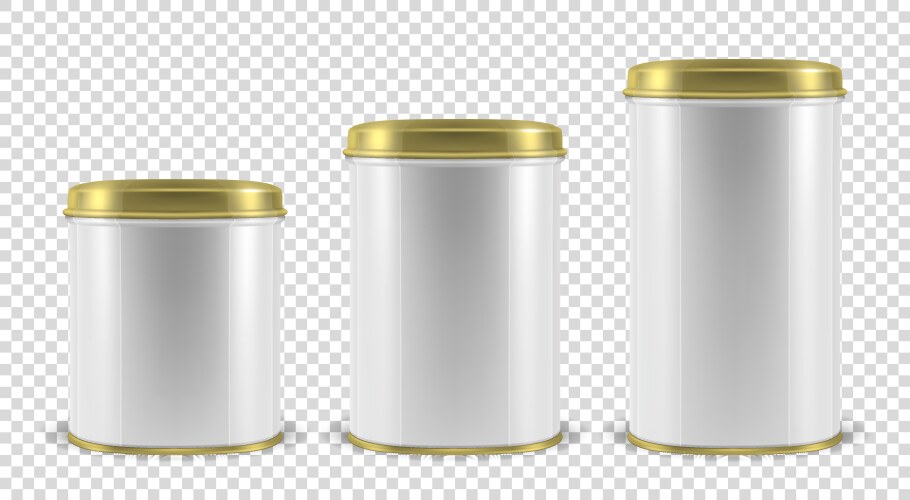 realistic 3d white blank metal tin can vector image