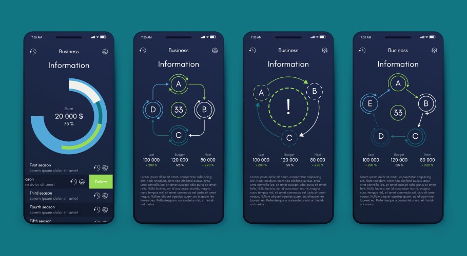 Different ui ux gui screens and flat web icons vector image