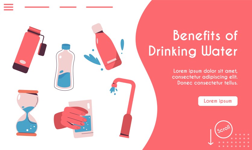 landing page benefits drinking water vector image