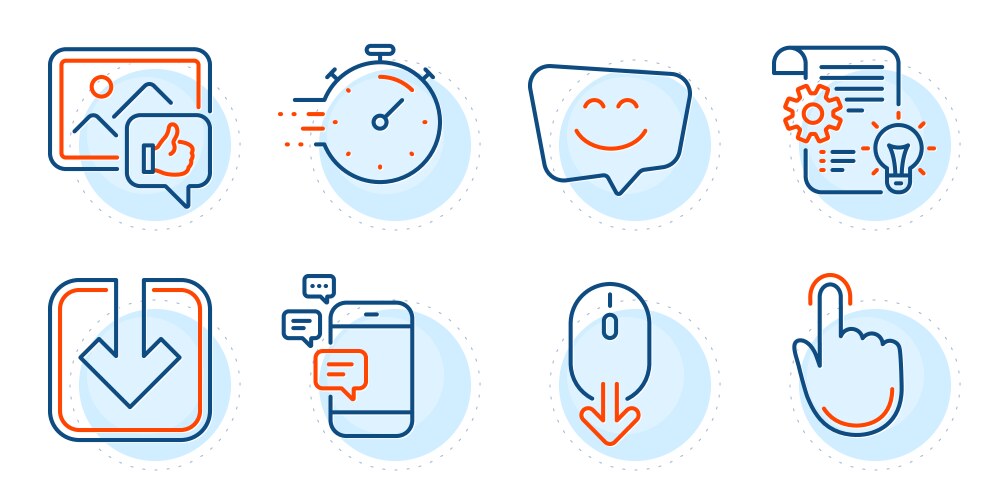 Scroll down communication and timer icons set vector image