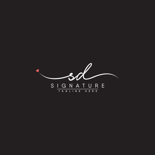 Sd initials signature logo - handwritten vector image