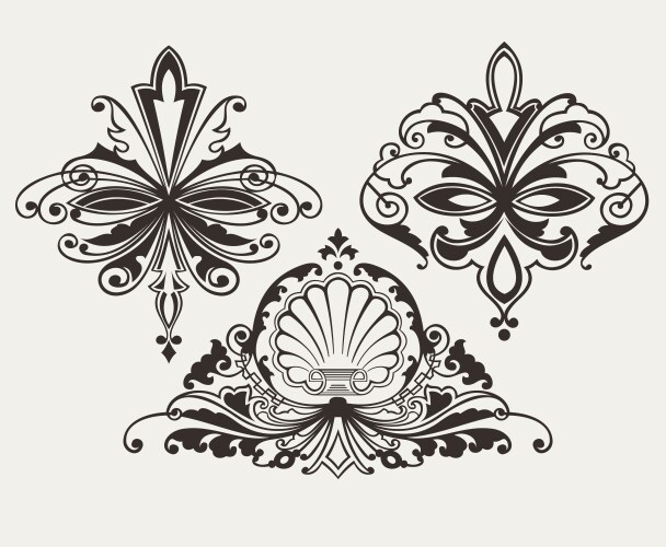 set of three original retro design elements vector image