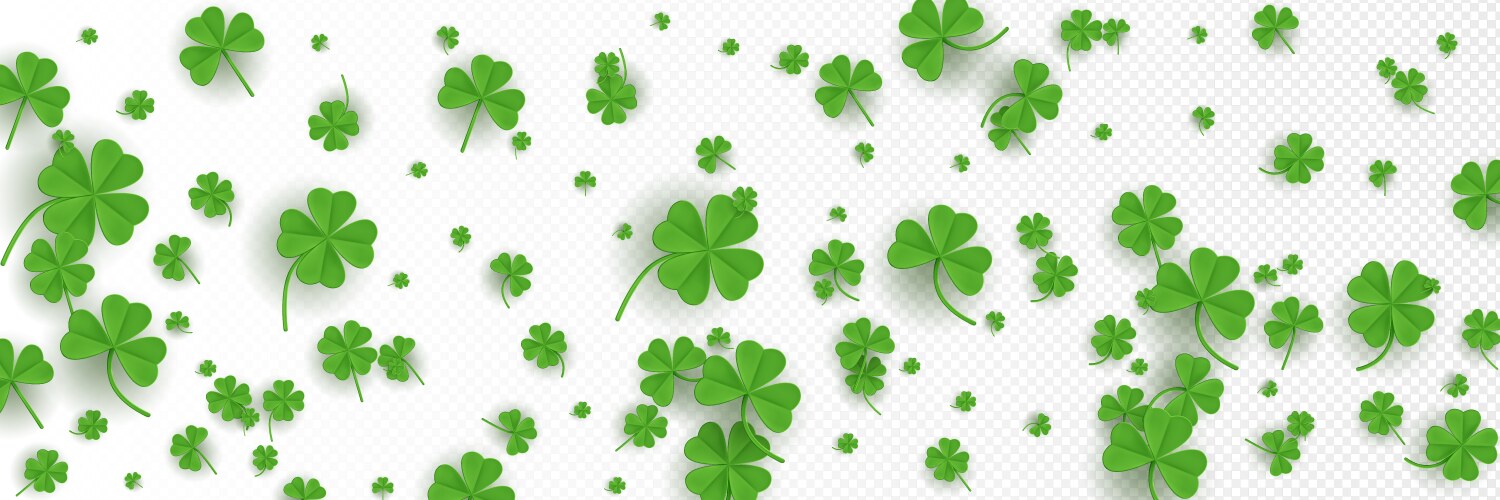 Realistic clover leaves border on transparent Vector Image