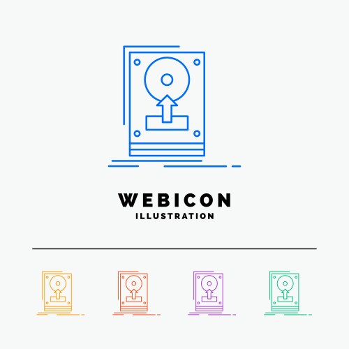 Install drive hdd save upload 5 color line web vector image