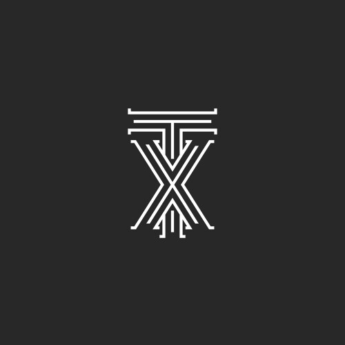 Tv letters logo medieval monogram black and white Vector Image