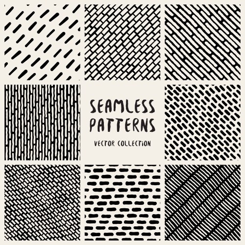Seamless black and white geometric background set Vector Image