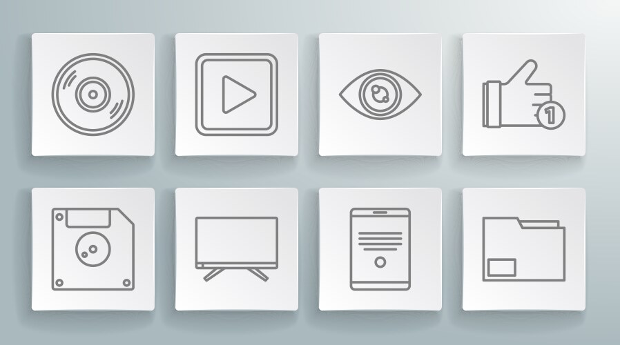 Set line floppy disk for computer data storage vector image