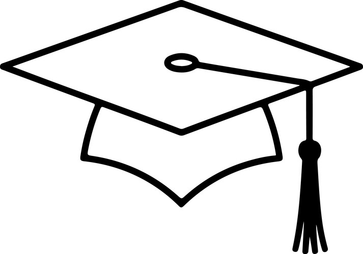 Minimalist Graduation Cap Line Art Vector Image