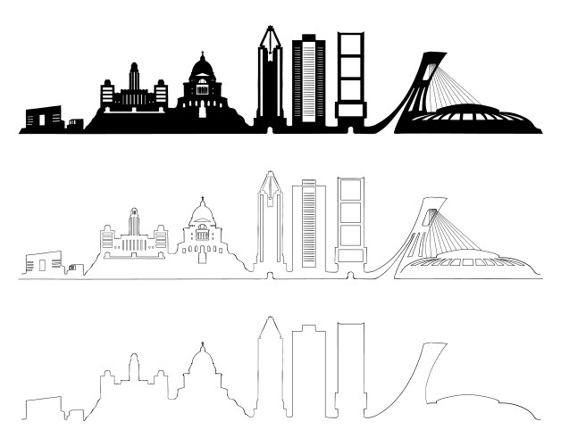 Montreal Skyline - Black & White Vector Image