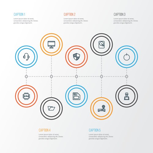 Computer icons line style set with router vector image