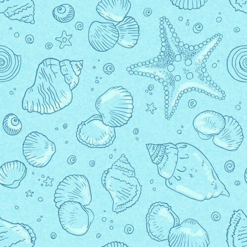 Seashells seamless pattern Royalty Free Vector Image