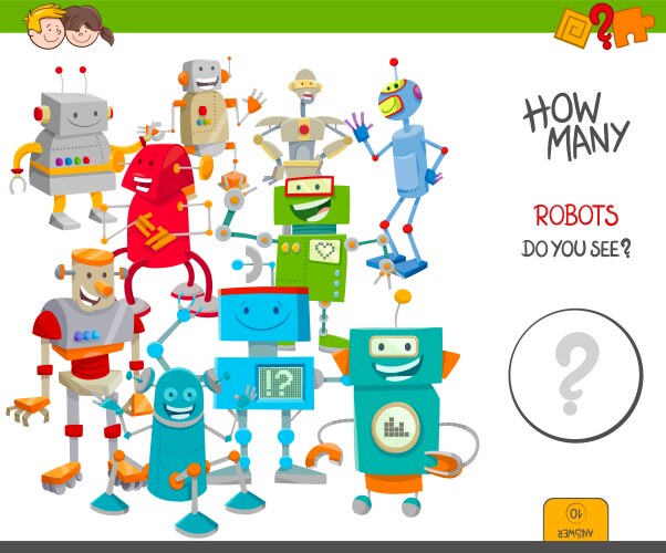 count cartoon robots educational game vector image