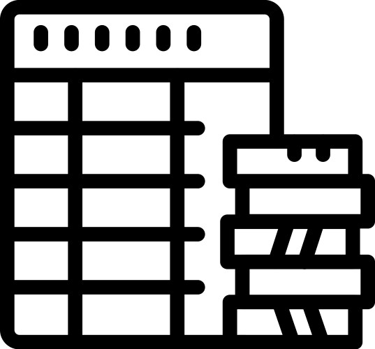 Spreadsheet software storing data on a server rack vector image