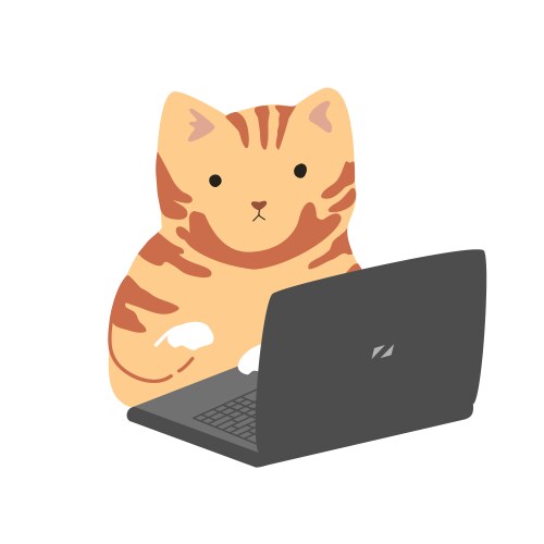 Funny cute cat is working at a laptop it engineer vector image