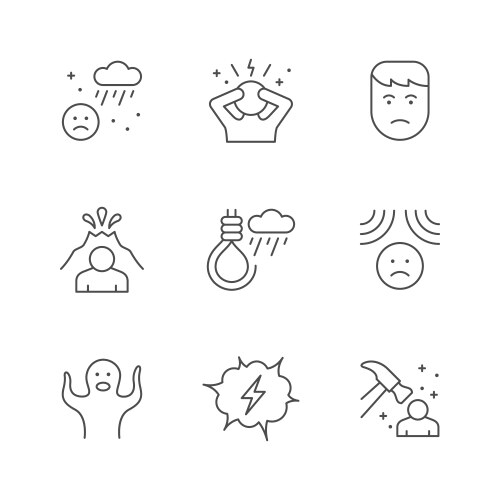 Set line icons stress and depression vector image