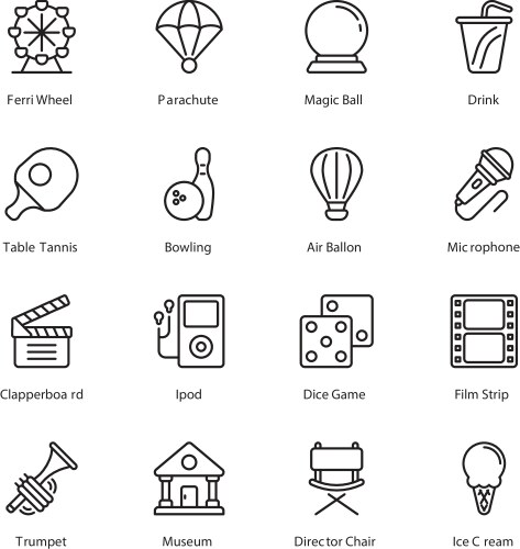 Entertainment Icons Vector Image