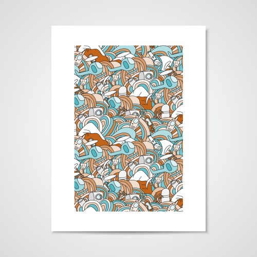 Abstract doodle pattern with objects for ski vector image