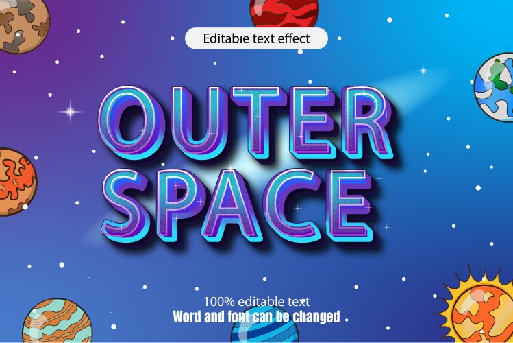 Outer space editable text effect 3d emboss mode vector image