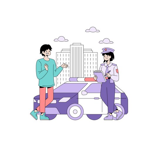 Police officer taking notes in urban setting Vector Image