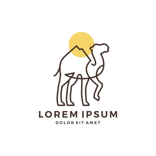 Mountain Camel Logo - Line Art Vector Image