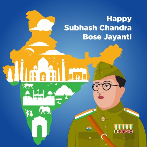 Happy subhash chandra bose jayanti banner design Vector Image