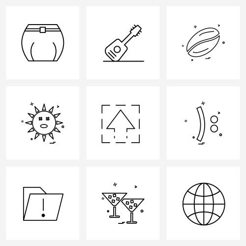 Set 9 simple line icons for web and print vector image