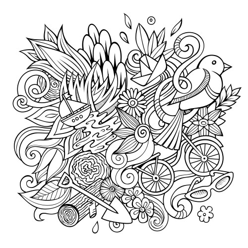 spring hand drawn cartoon doodle vector image